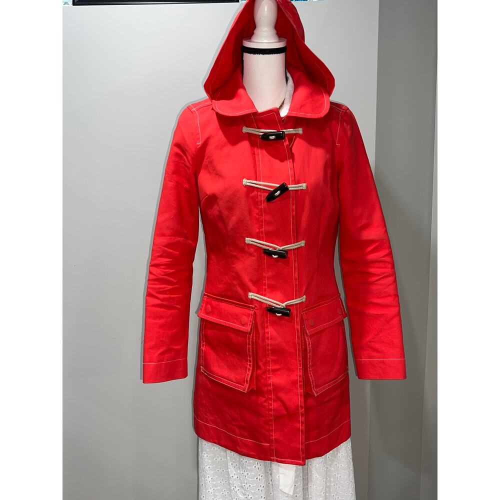Boden Women’s Orange Hooded Duffle Coat Size 4 100% Cotton Winter Casual